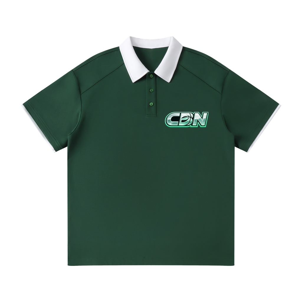 Contrast Collar Raglan Polo Shirt